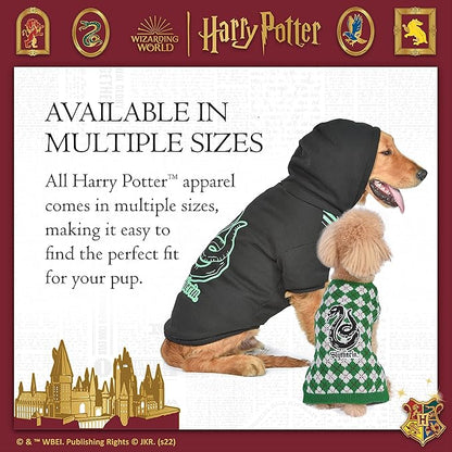 Harry Potter: Slytherin Pet Hoodie with Faux Scarf - X-Small | Harry Potter Accessories for Dogs| Harry Potter Dog Accessories for Hogwarts Houses, Slytherin, Black (FF23360)