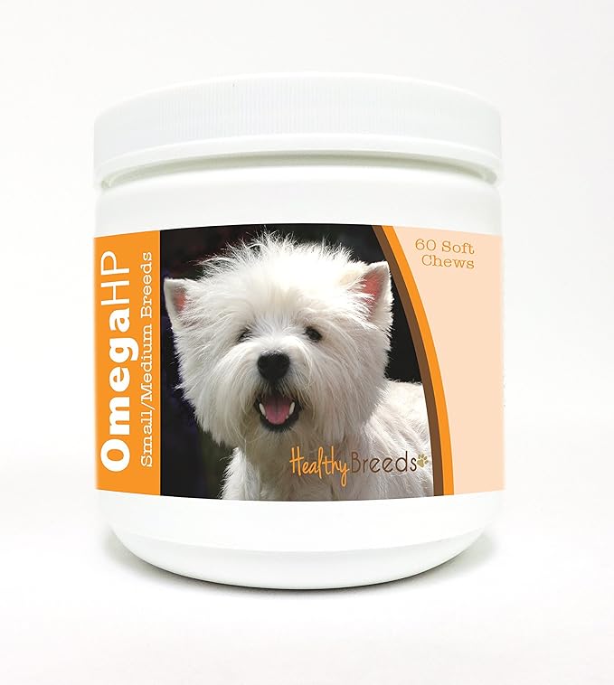 Healthy Breeds West Highland White Terrier Omega HP Fatty Acid Skin and Coat Support Soft Chews 60 Count