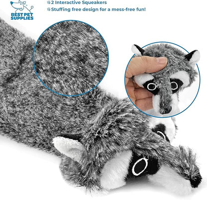 Best Pet Supplies Stuffing Free Squeaky Dog Toys for Small Dogs, Medium Dogs, and Large Dogs, Durable, Best Dog Chew Toy for Teething Puppy, Indoor Play, Holds Plastic Bottle - Fox, Raccoon, Medium