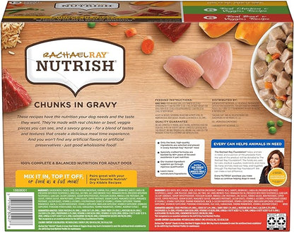 Nutrish Rachael Ray Chunks in Gravy Wet Dog Food Variety Pack, 13 Ounce (Pack of 12)