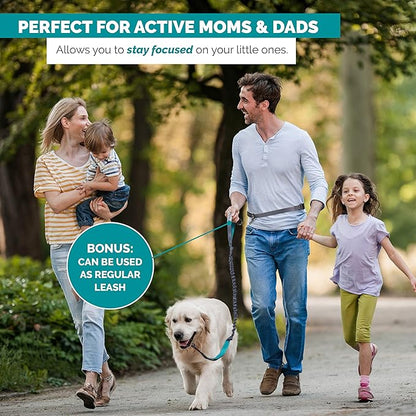 Hands Free Dog Leash, A Dog Running Leash for Dogs That Makes A Great Waist Leash for Dog Walking, Double Handle Bungee Dog Leash with Reflective Stitching and Adjustable Dog Walking Belt