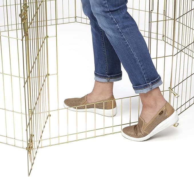 MidWest Homes for Pets Foldable Metal Dog Exercise Pen / Pet Playpen, Gold Zinc w/ door, 24'W x 48'H