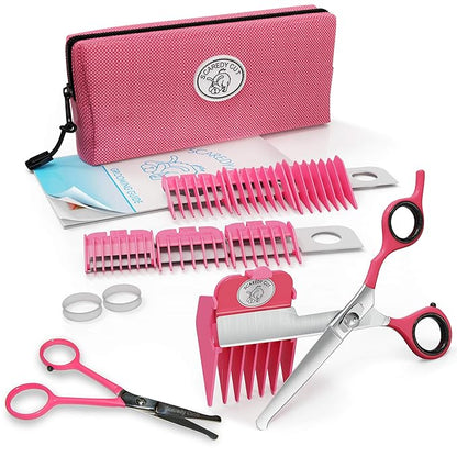 SCAREDY CUT NO Buzz Dog Clippers, Tiny Trim Safety Scissor. A Silent Low Noise Pet Grooming Clipper, Right Handed Pink