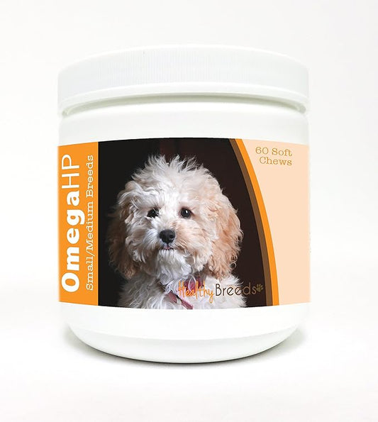Healthy Breeds Cockapoo Omega HP Fatty Acid Soft Chews - DHA, EPA & Vitamin E to Promote Healthy Skin, Shiny Coat, Immune Support, Heart Health and Joint Function - 60 Count