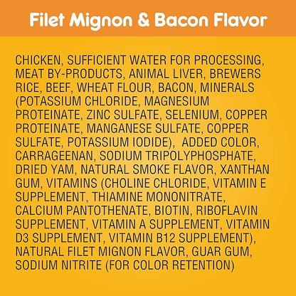 PEDIGREE CHOPPED GROUND DINNER Adult Canned Soft Wet Dog Food, Filet Mignon & Bacon Flavor, 13.2 oz. Cans (Pack of 12)