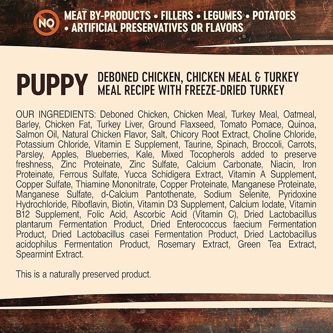 Wellness CORE RawRev Dry Puppy Food with Wholesome Grains, Natural Ingredients, Made in USA with Real Freeze-Dried Meat (Puppy, Turkey, 4 Lbs)