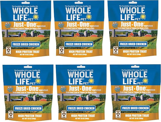 Whole Life Pet Just One Chicken Dog and Cat Value Packs - Human Grade, Freeze Dried, One Ingredient - Protein Rich, Grain Free, Made in The USA