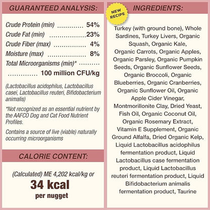 Primal Freeze Dried Dog Food Nuggets, Turkey & Sardine; Complete & Balanced Meal; Also Use as Topper or Treat; Premium, Healthy, Grain Free, High Protein Raw Dog Food, 14 oz
