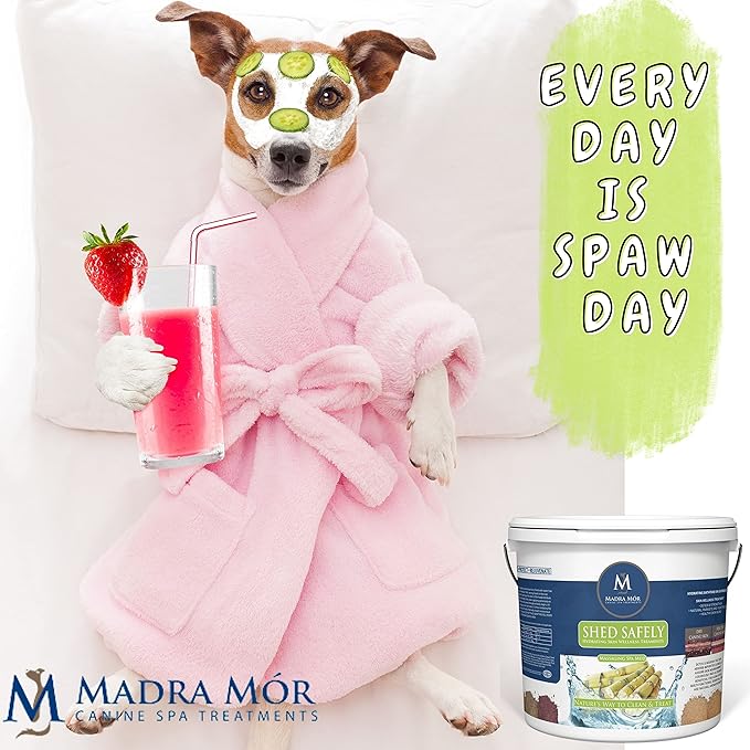Worldwide Nutrition Bundle: Madra Mor Shed Safely Dog Essentials Mud Bath | Dog Grooming Dog Wash | Dry Skin for Dogs Treatment | Dog Itch Relief | 7.5lb Pail w Multipurpose Keychain