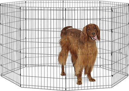 New World Pet Products 42' Foldable Black Metal Dog Exercise Pen No Door