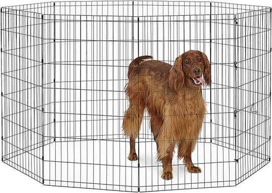 New World Pet Products 42' Foldable Black Metal Dog Exercise Pen No Door