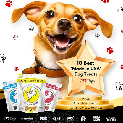 Canine Wellness Jazzy Jerky, Natural 95% Chicken Jerky Treats, Healthy Dog Treats Made in USA, Gut & Immune Health, Skin & Coat, Small-Large Dogs, 15 oz