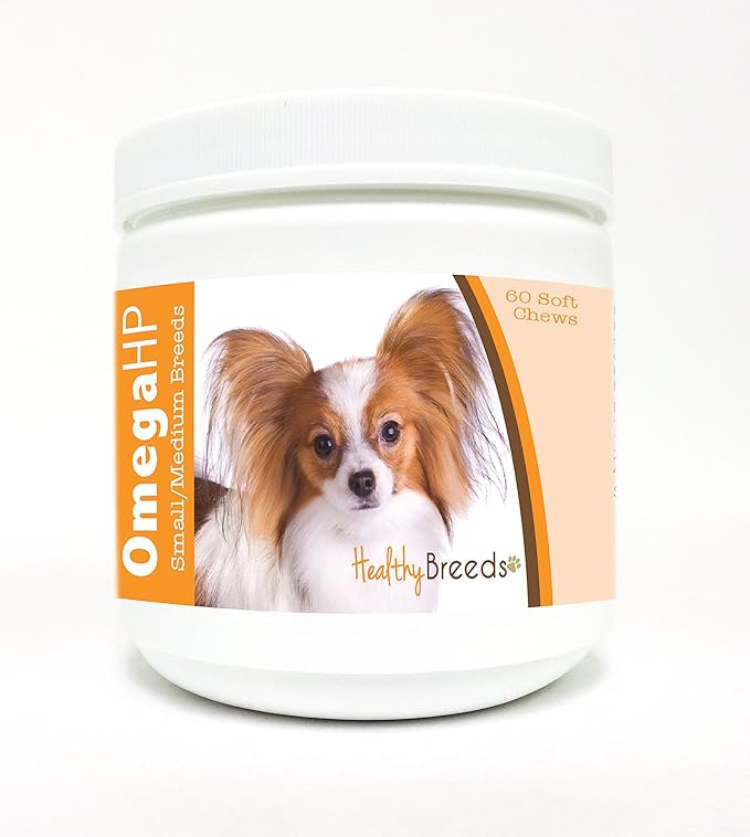 Healthy Breeds Papillon Omega HP Fatty Acid Skin and Coat Support Soft Chews 60 Count