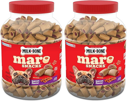 Milk-Bone MaroSnacks Dog Treats, Bacon, 40 Ounce (Pack of 2) with Real Bone Marrow and Calcium