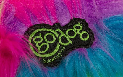 goDog Furballz Squeaky Plush Ball Dog Toy, Chew Guard Technology - Rainbow, Medium