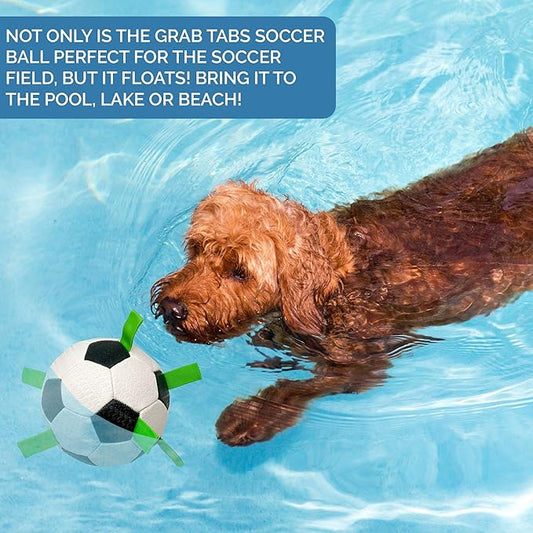 Hyper Pet The Original Grab Tabs Dog Soccer Ball with Straps (5")-Indoor or Outdoor,Interactive Durable Fetch Dog Ball with Tug Toy for All Dog Breeds