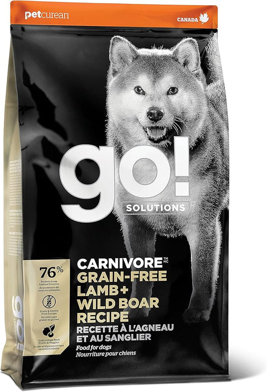 GO! SOLUTIONS Carnivore Grain Free Dog Food, 3.5 lb – Lamb + Wild Boar Recipe – Protein Rich Dry Dog Food – Complete + Balanced Nutrition for All Life Stages