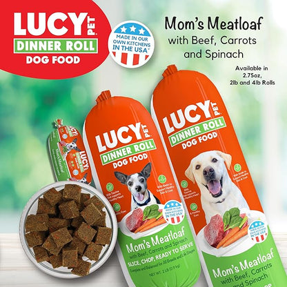 Lucy Pet Dinner Rolls-Mom's Meatloaf Beef with Carrots and Spinach 4lb