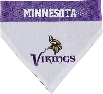 Pets First NFL DOG BANDANA - MINNESOTA VIKINGS REVERSIBLE PET BANDANA. 2 Sided Sports Bandana with a PREMIUM Embroidery TEAM LOGO, Large/X-Large. - 2 Sizes & 32 NFL Teams available