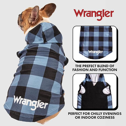 Wrangler Dog Hoodie – Fleece Dog Sweater with Leash Hole, Cold Winter Dog Sweatshirt for Small Medium & Large Size Dogs, Premium Dog Clothes, Fall Dog Sweaters Pullover Hoodie, Cozy Warm Dog Outfit