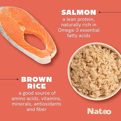 NATOO Dog Food Topper for Picky Eaters & Dog Treat (Salmon & Brown Rice), Dog Toppers for Dry Food, Wet Meal Toppers for Dogs & Puppies, Limited Ingredient Dog Food, 3 oz (Case of 20)