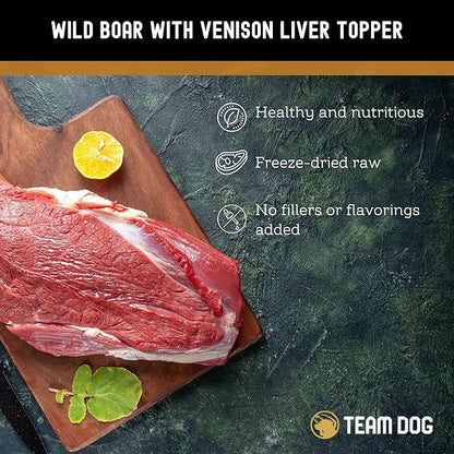 Freeze Dried Raw Dog Food Topper | Wild Boar & Venison Liver Dog Food Seasoning | Wet & Dry Dog Food Toppers for Picky Eaters | 5 Oz