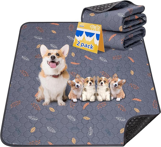 2-Pack Extra Large Reusable Dog Mat for Floor, Dog Playpen, Non-Slip Waterproof Dog Pee Pad, Super Absorbent Washable Pee Pads for Dogs, Pet Whelping Pads, Crate, Potty Training - 36" x 72"