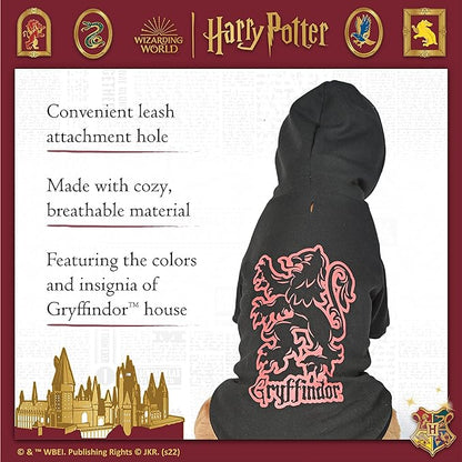 HARRY POTTER : Gryffindor Pet Hoodie with Faux Scarf - X-Large | Accessories for Dogs| Dog Accessories for Hogwarts Houses, Gryffindor, Black (FF23358)