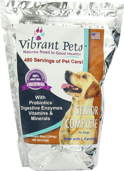 Senior Complete Dog Immune System Supplement | Older Dog Muscle and Joint Supplement with Probiotics & Enzymes for Digestion | Nutrient-Rich Skin & Coat Immune Booster Powder 48oz