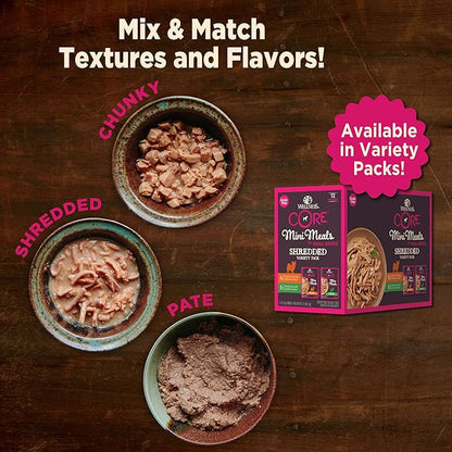 Wellness CORE Natural Grain Free Small Breed Mini Meals Wet Dog Food, Chunky Chicken & Tuna Dinner in Gravy, 3-Ounce Pouch (Pack of 12)