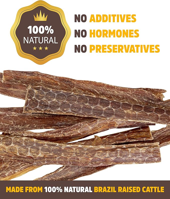 Beef Esophagus Dog Treats Grass Fed with No Added Hormone & Antibiotic All Natural Jerky Dog Treats - Dog Chews Rich in Glucosamine & Chondroitin for Joint Health (12 Inch - 1 Pound Bag)