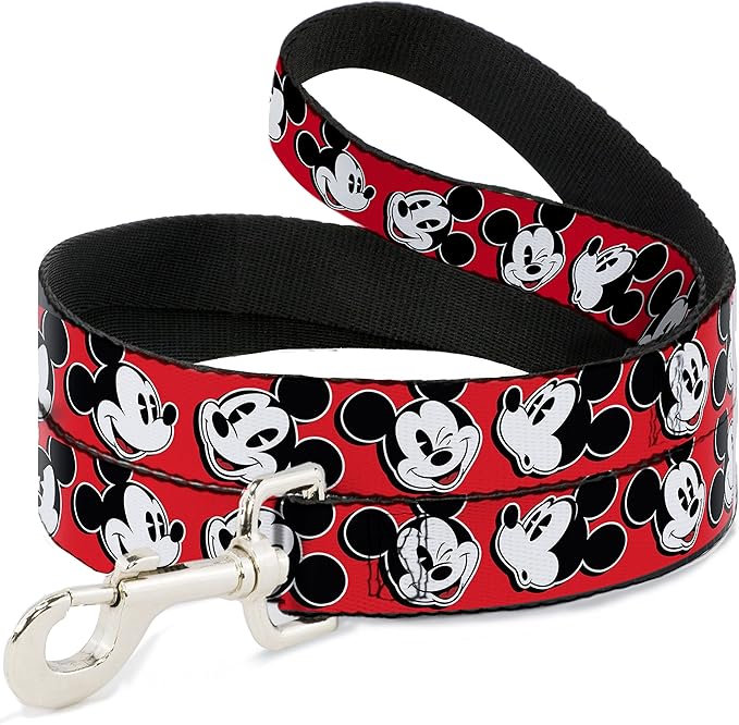 Buckle-Down Pet Leash - Mickey Mouse Expressions Red/Black/White - 4 Feet Long - 1" Wide