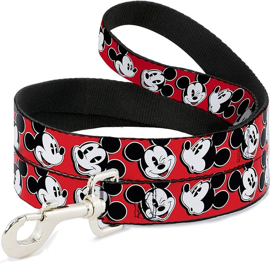 Buckle-Down Pet Leash - Mickey Mouse Expressions Red/Black/White - 4 Feet Long - 1" Wide
