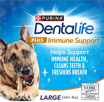 Dentalife Purina Plus Immune Support Chicken, Apple and Blueberry Flavor Dog Dental Chews - 6 ct. Pouch.