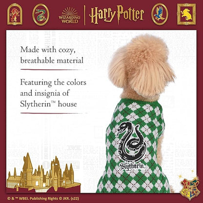 Harry Potter: Slytherin Pet Sweater - X-Small | Extra Small Harry Potter Costumes for Dogs| Harry Potter Dog Apparel & Accessories for Hogwarts Houses, Slytherin Green