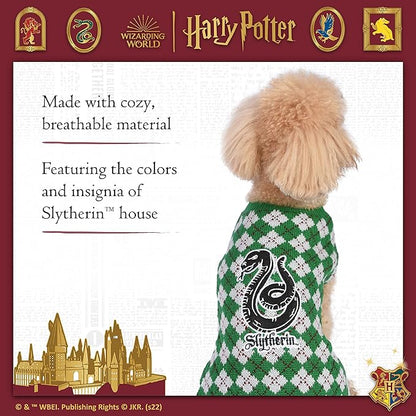 Harry Potter: Slytherin Pet Sweater - Medium | Medium Harry Potter Costumes for Dogs| Harry Potter Dog Apparel & Accessories for Hogwarts Houses, Slytherin Green