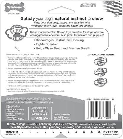Nylabone FlexiChew Moderate Dog Toys Triple Pack Chicken & Original Small/Regular (3 Count)