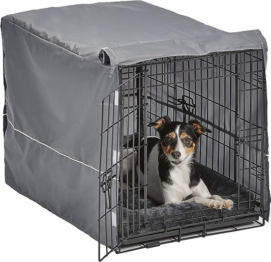 MidWest Homes for Pets Double Door Dog Crate Kit Includes One Two-Door Matching Gray Bed & Crate Cover, 30-Inch Kit Ideal for Medium Dog Breeds
