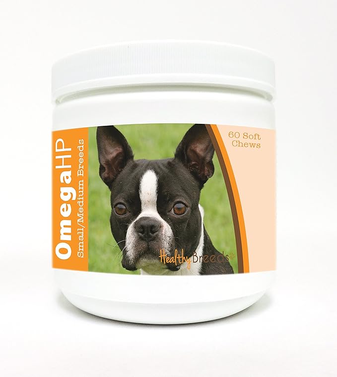 Healthy Breeds Boston Terrier Omega HP Fatty Acid Skin and Coat Support Soft Chews 60 Count