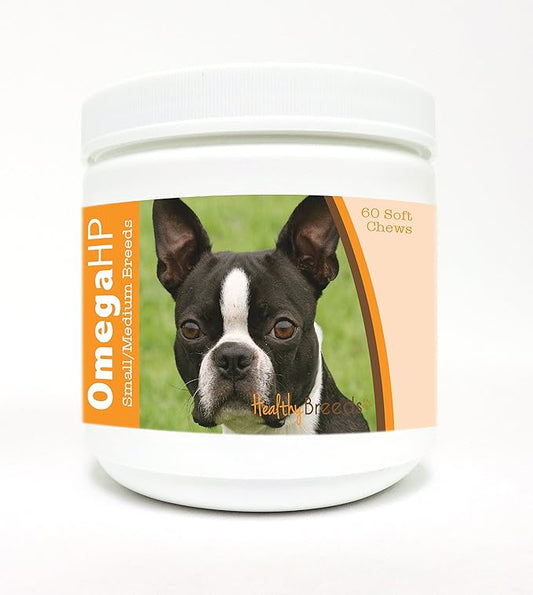 Healthy Breeds Boston Terrier Omega HP Fatty Acid Skin and Coat Support Soft Chews 60 Count