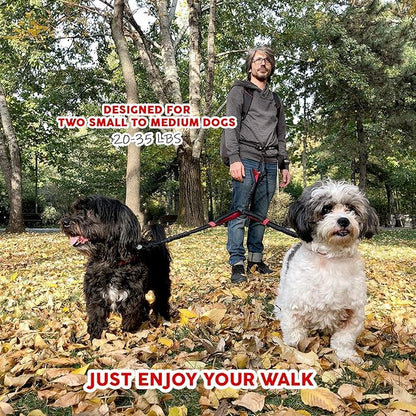 Exquisite Double Dog Leash for Small Dogs | Two Dog Leash Coupler | 2 Way Dog Leash | Double Hook Dog Leash | Dual Dog Leash Tangle Free Medium Dogs | Split Dog Leash | 2 Point Control Dog Leash