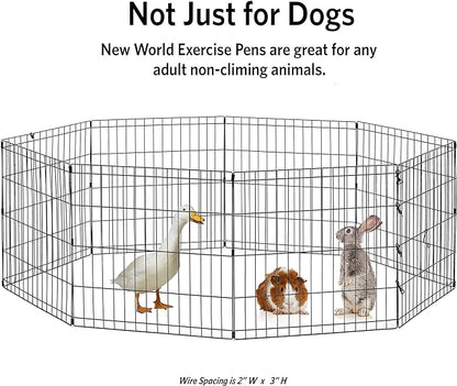 New World Pet Products 18' Foldable Black Metal Dog Exercise Pen No Door