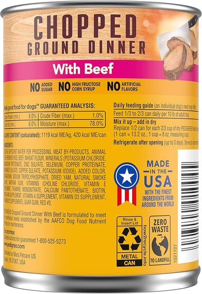 Pedigree Wet Food Pedigree Chopped Ground Dinner With Beef Adult Canned Wet Dog Food, 13.2 Oz. Can