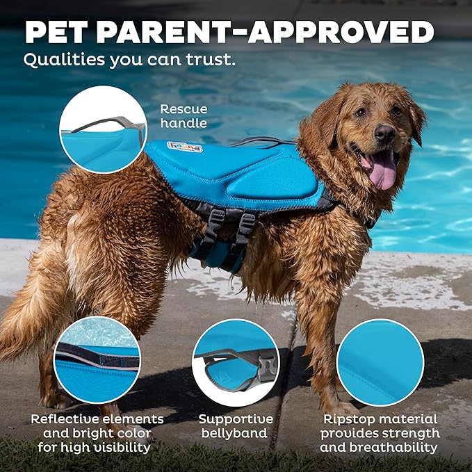 Outward Hound Dawson Swim Blue Dog Life Jacket, Small