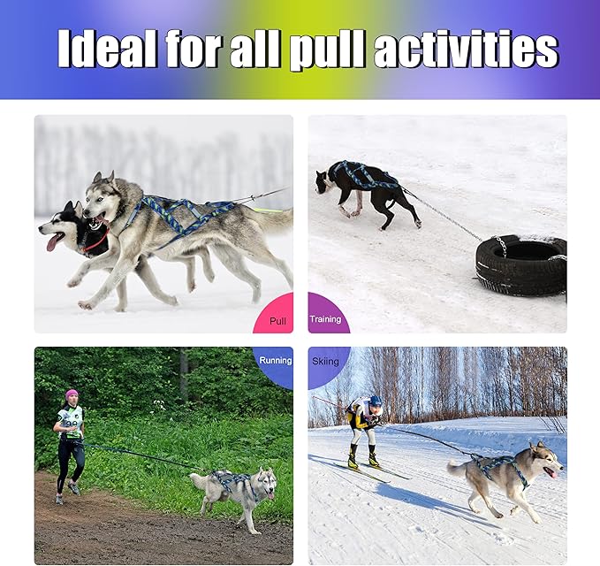 PET ARTIST Dog Weight Pulling Harness,Speed Training,Work Out Dog Sled Harness for Medium,Large Dogs,BLUE,2XL