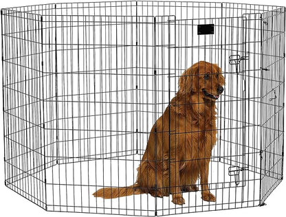 MidWest Homes for Pets Foldable MetalDog Exercise Pen / Pet Playpen, Black w/ door, 24'W x 42'H