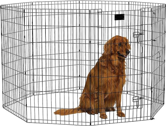 MidWest Homes for Pets Foldable MetalDog Exercise Pen / Pet Playpen, Black w/ door, 24'W x 42'H