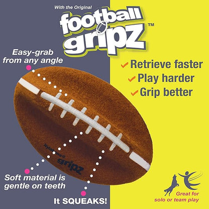 Nylabone Power Play Felt Football Gripz Fetch Toy, Squeaky Ball Chew Toy for Dogs, Large (1 Count)