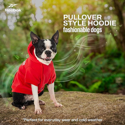 Reebok Dog Hoodie – Fleece Dog Sweater with Leash Hole, Cold Winter Dog Sweatshirt for Small Medium and Large Dogs, Premium Dog Fall Sweater Pullover Hoodie, Cozy Warm Perfect Dog Christmas Outfit