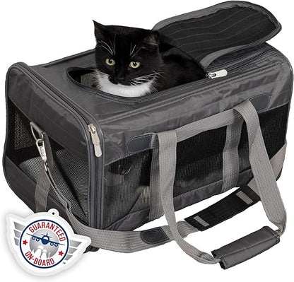 Sherpa Original Deluxe Travel Pet Carrier, Airline Approved - Charcoal Gray, Large & Delta Airlines Travel Pet Carrier, Airline Approved & Guaranteed On Board - Black, Medium
